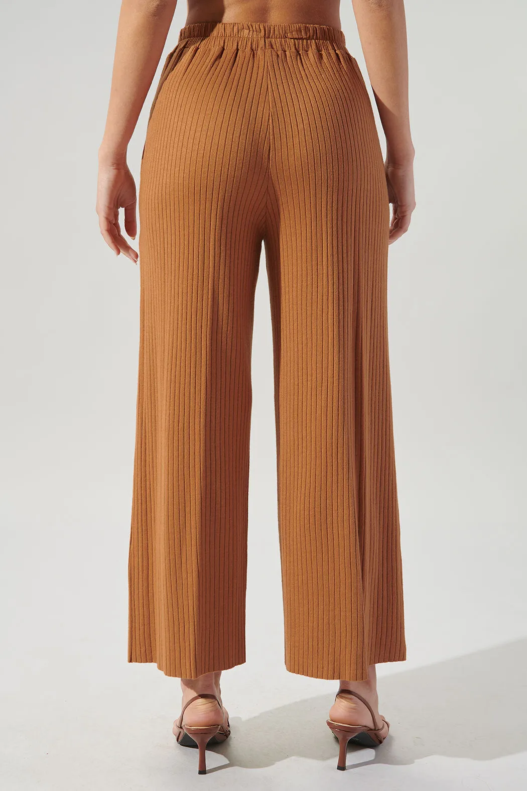 Provence Ribbed Knit Cropped Wide Leg Pants