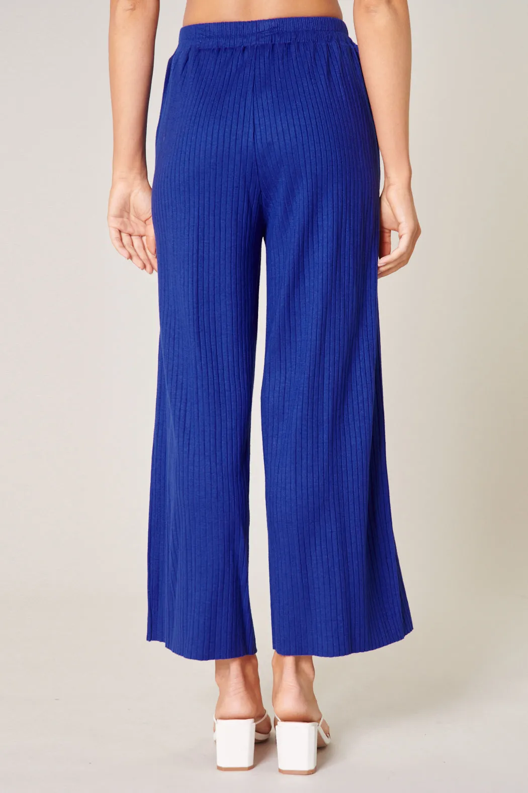 Provence Ribbed Knit Cropped Wide Leg Pants