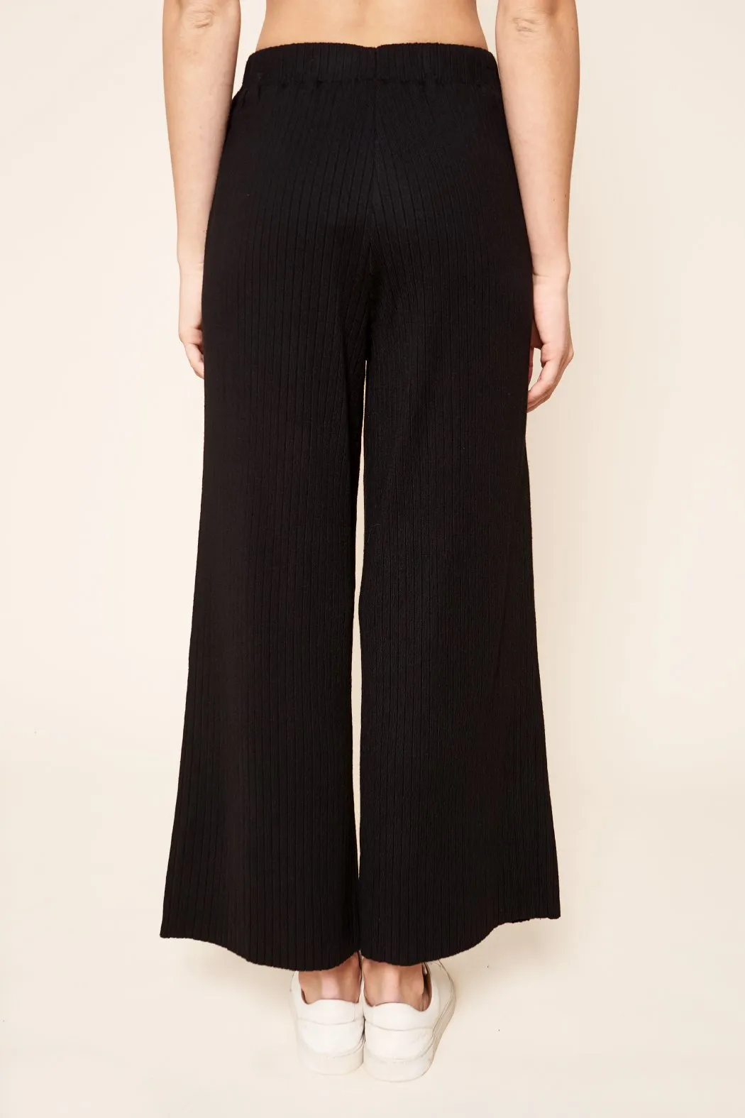 Provence Ribbed Knit Cropped Wide Leg Pants