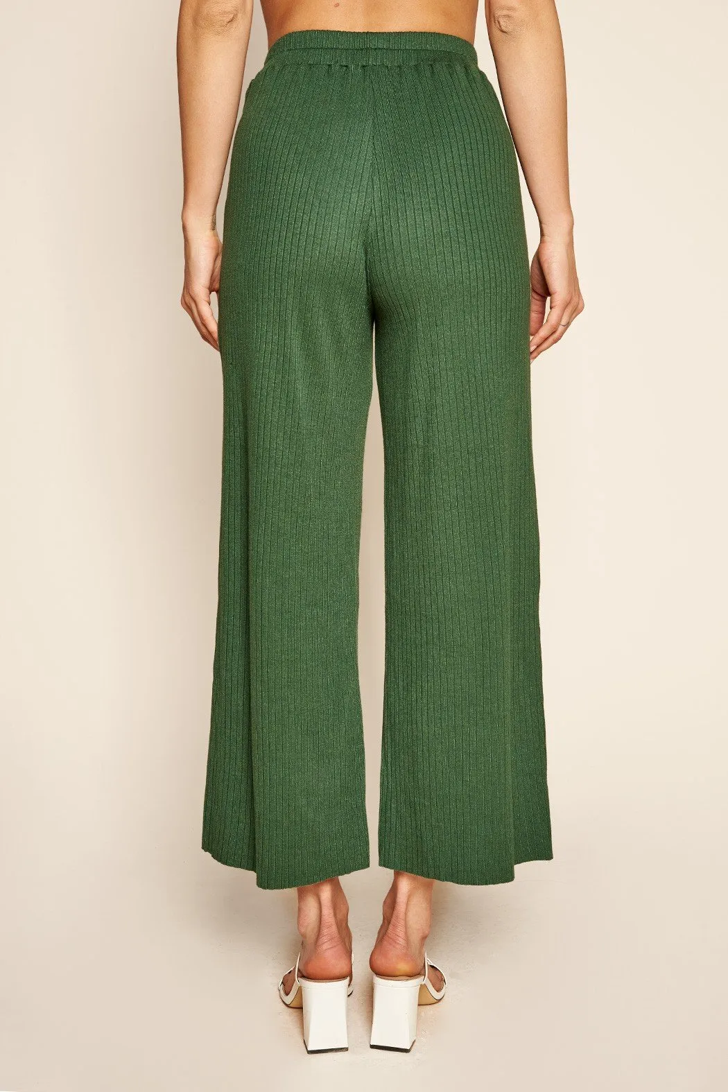 Provence Ribbed Knit Cropped Wide Leg Pants