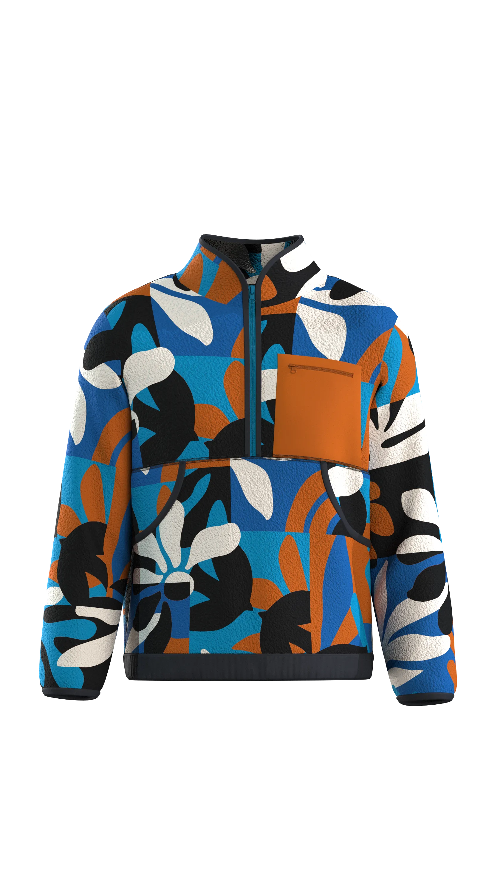 Ravi Recycled Sherpa Fleece - Mountain Foliage Blue