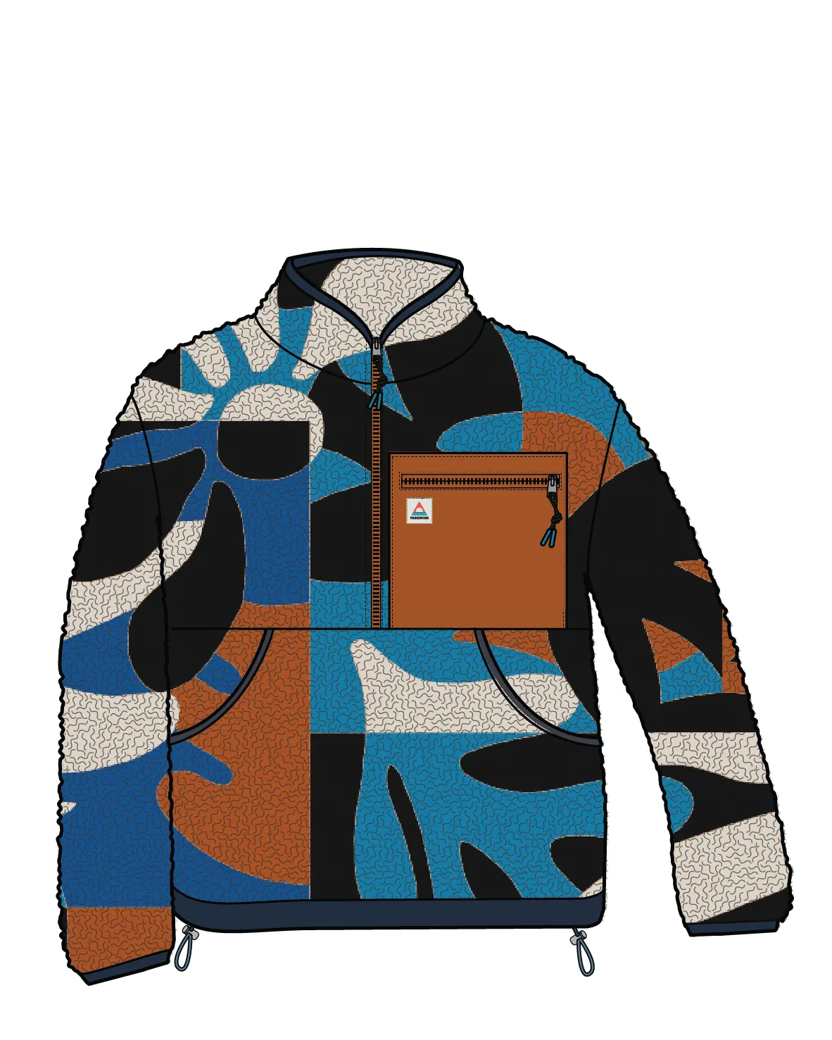 Ravi Recycled Sherpa Fleece - Mountain Foliage Blue