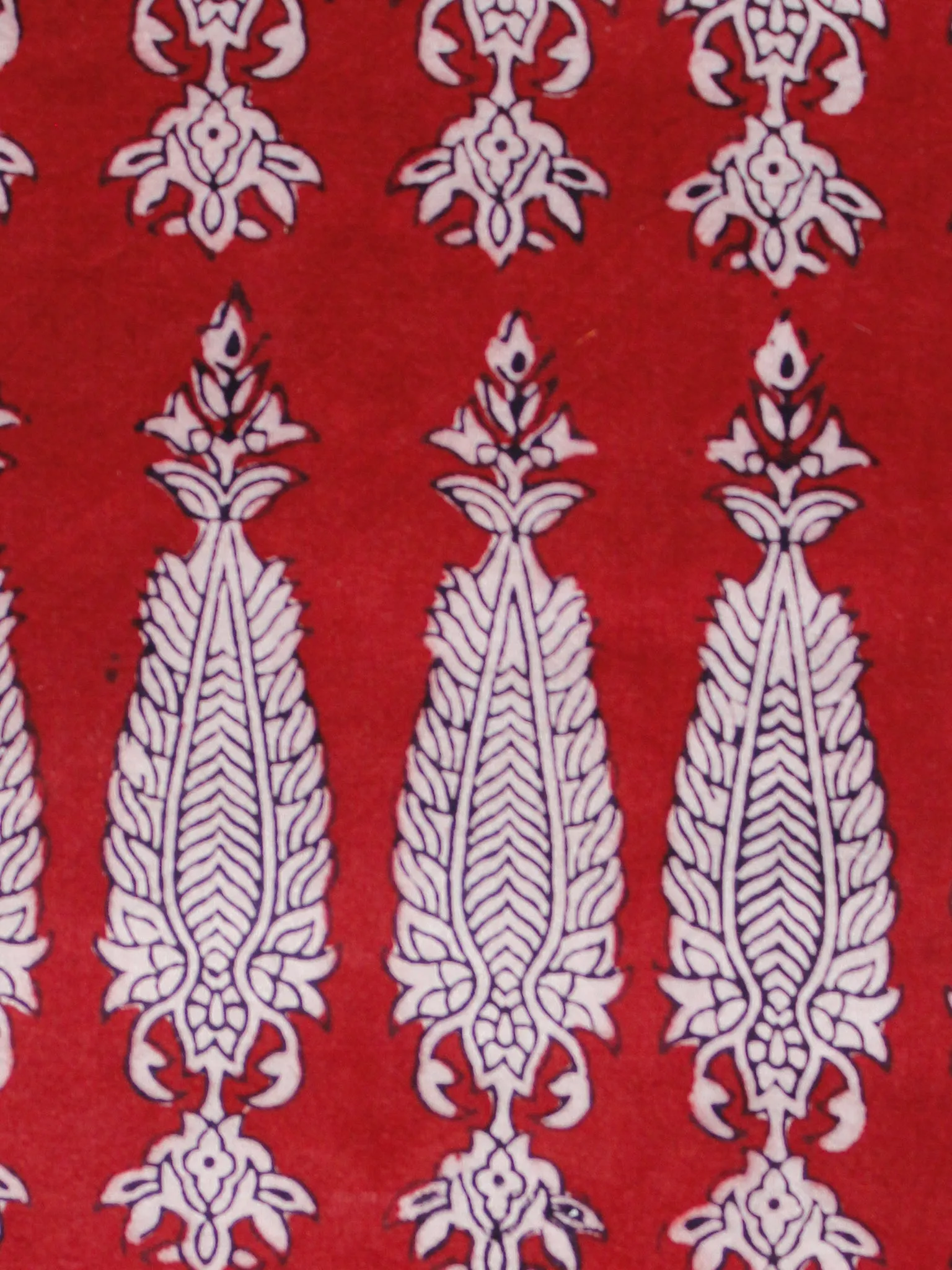 Red Black Beige Bagh Printed Cotton Fabric Per Meter - F005F1698