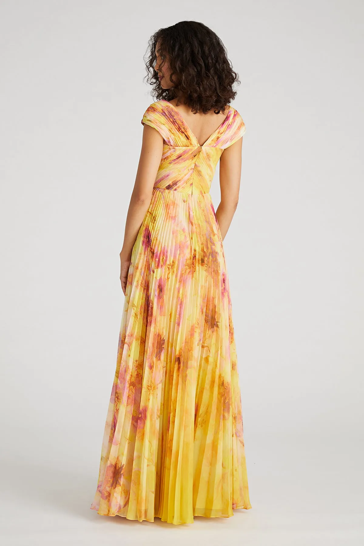 Rian Twist Drape Pleated Gown