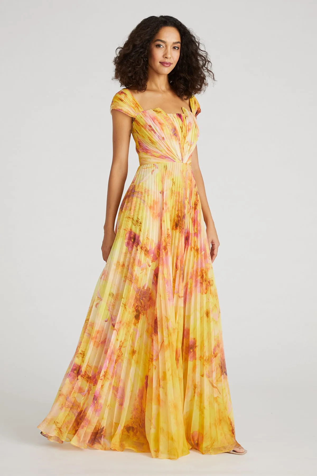 Rian Twist Drape Pleated Gown