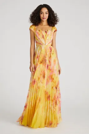 Rian Twist Drape Pleated Gown