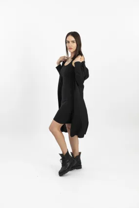 Ribbed cardigan in black