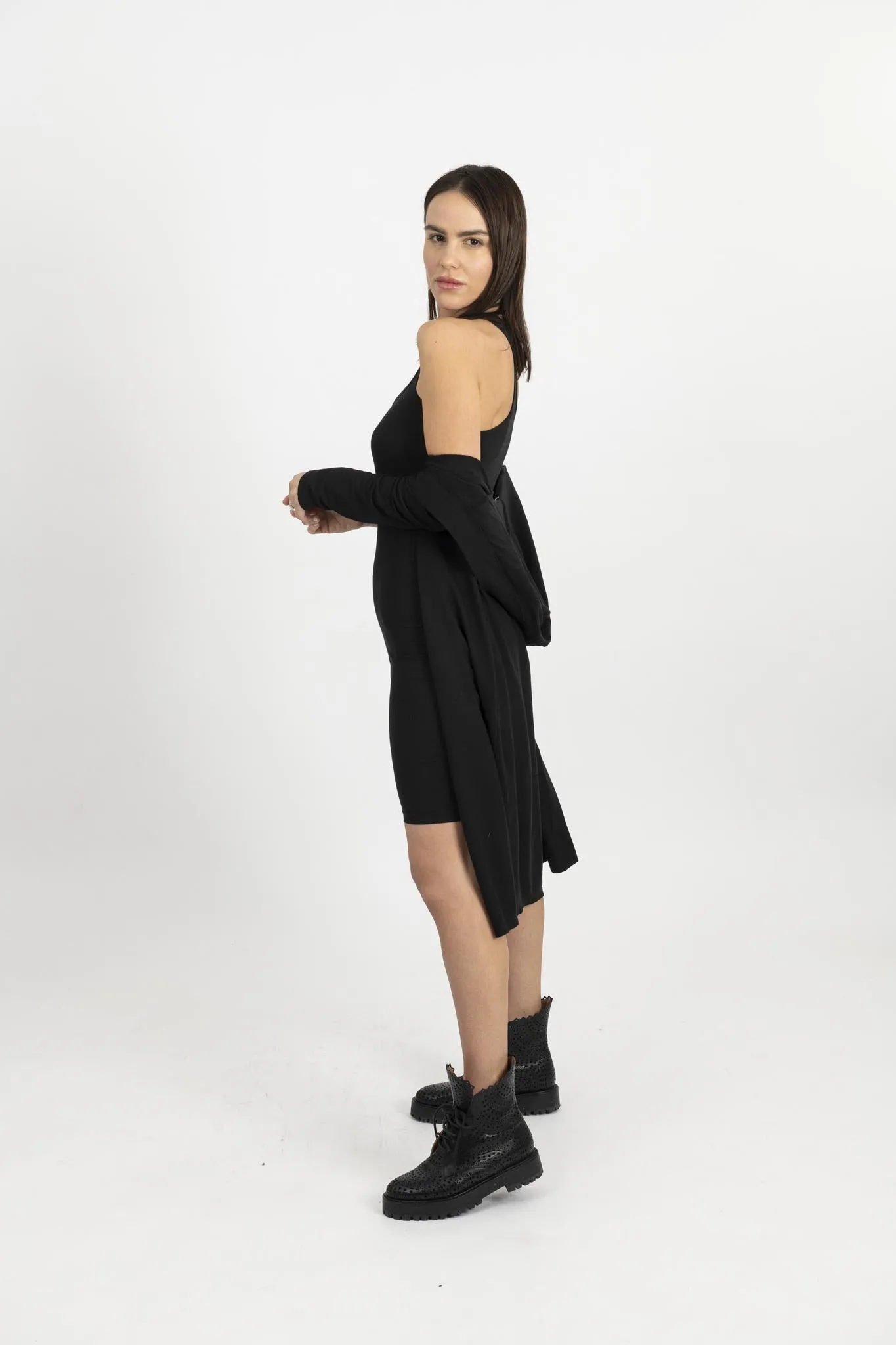 Ribbed cardigan in black