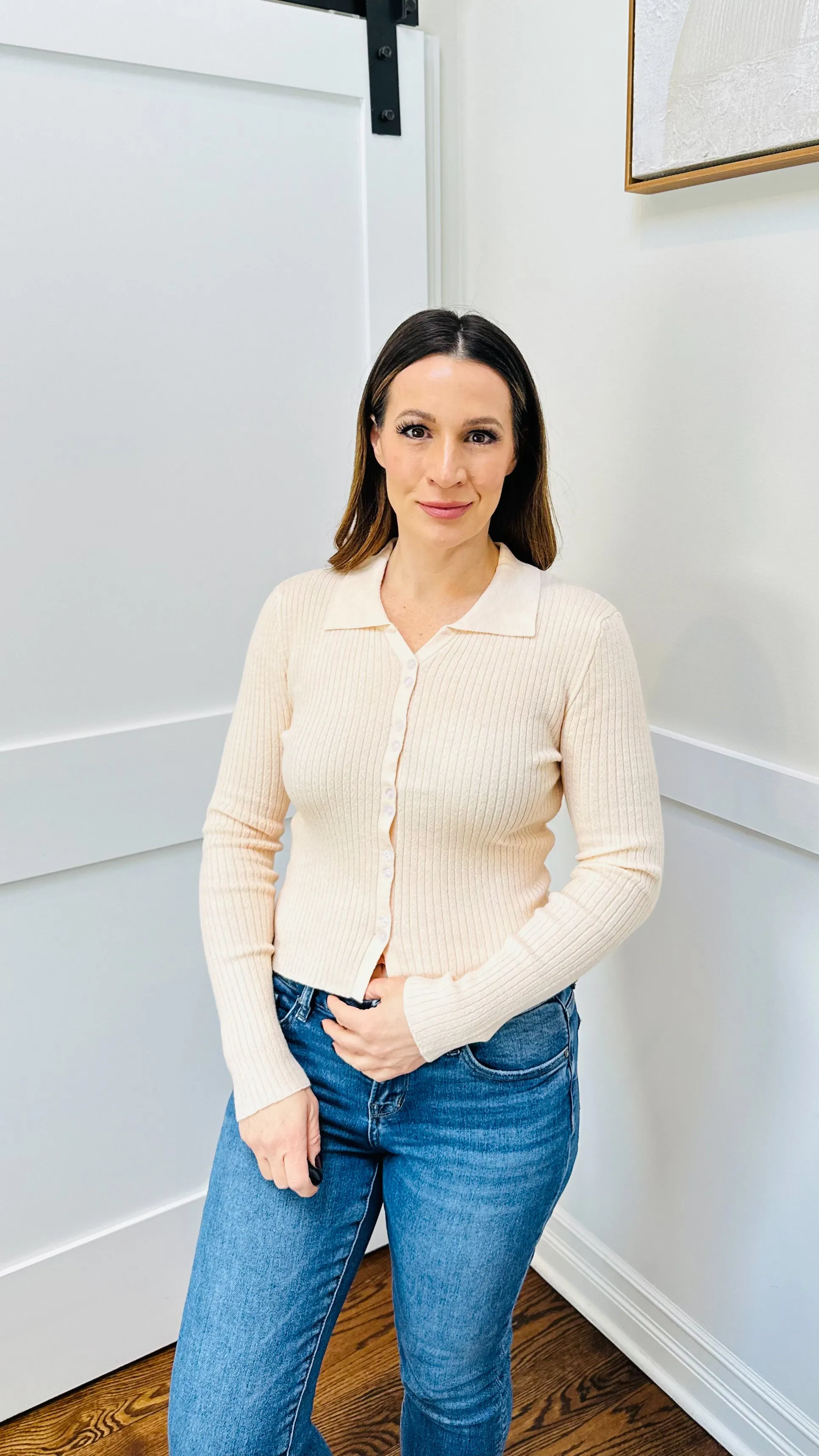 Ribbed Knit Button Down Cardigan