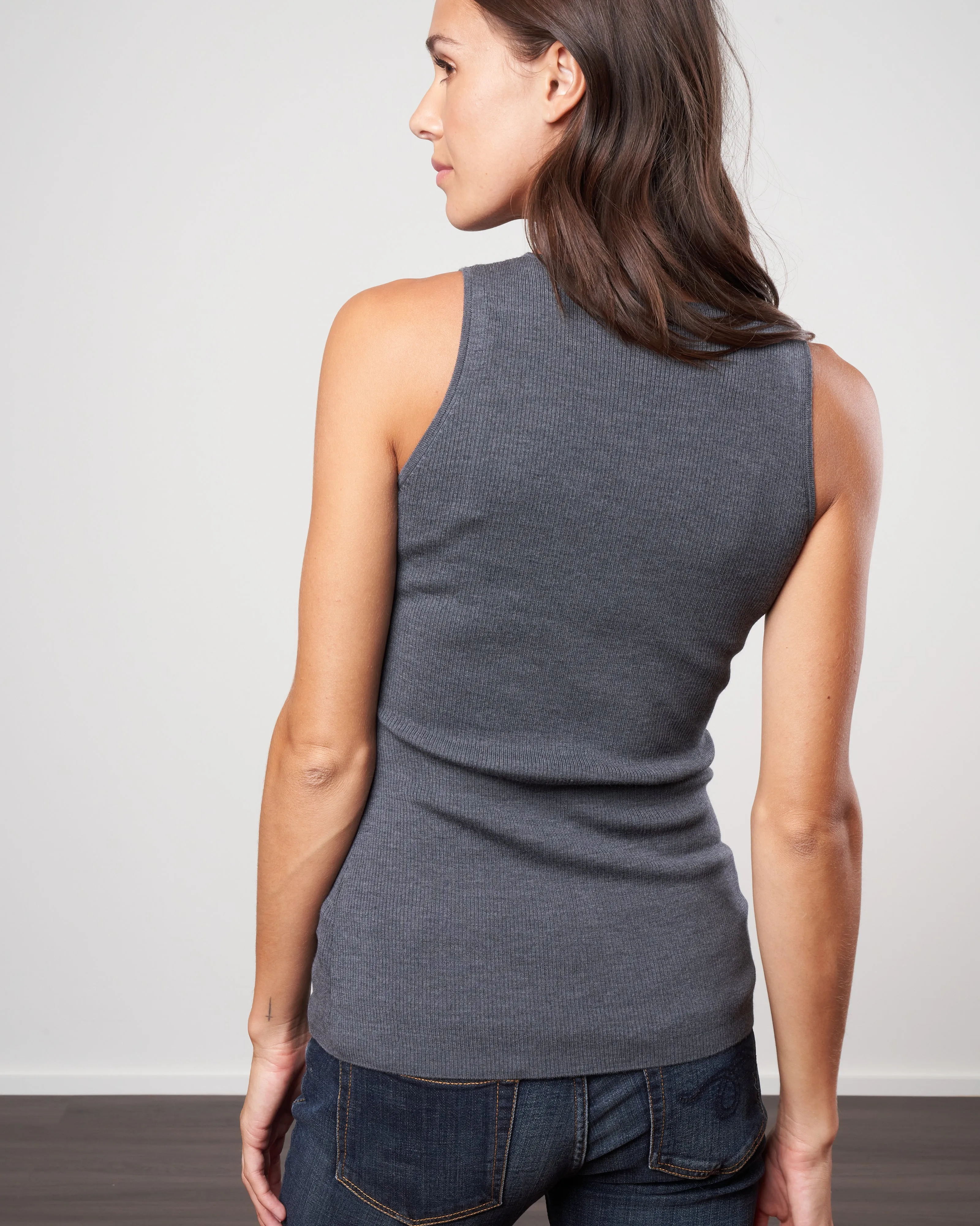 ribbed tank - charcoal