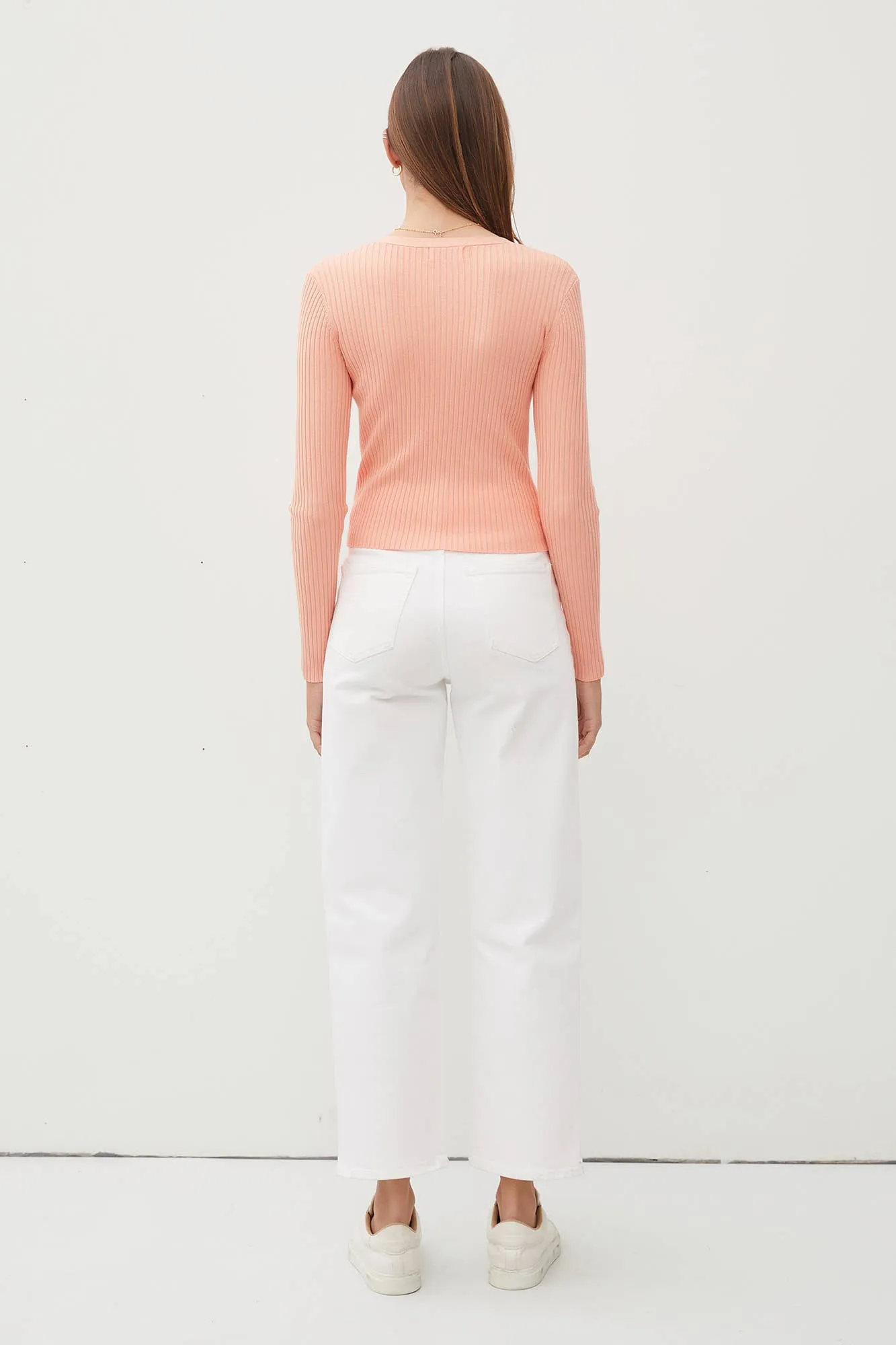 Ribbed V-Neck Slim Cardigan