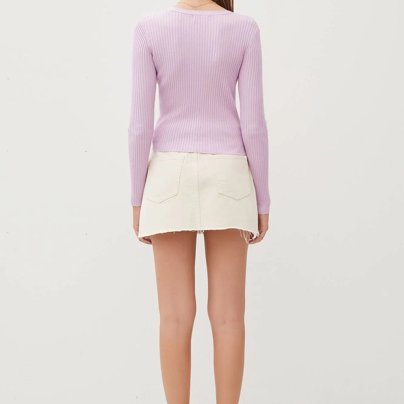 Ribbed V-Neck Slim Cardigan