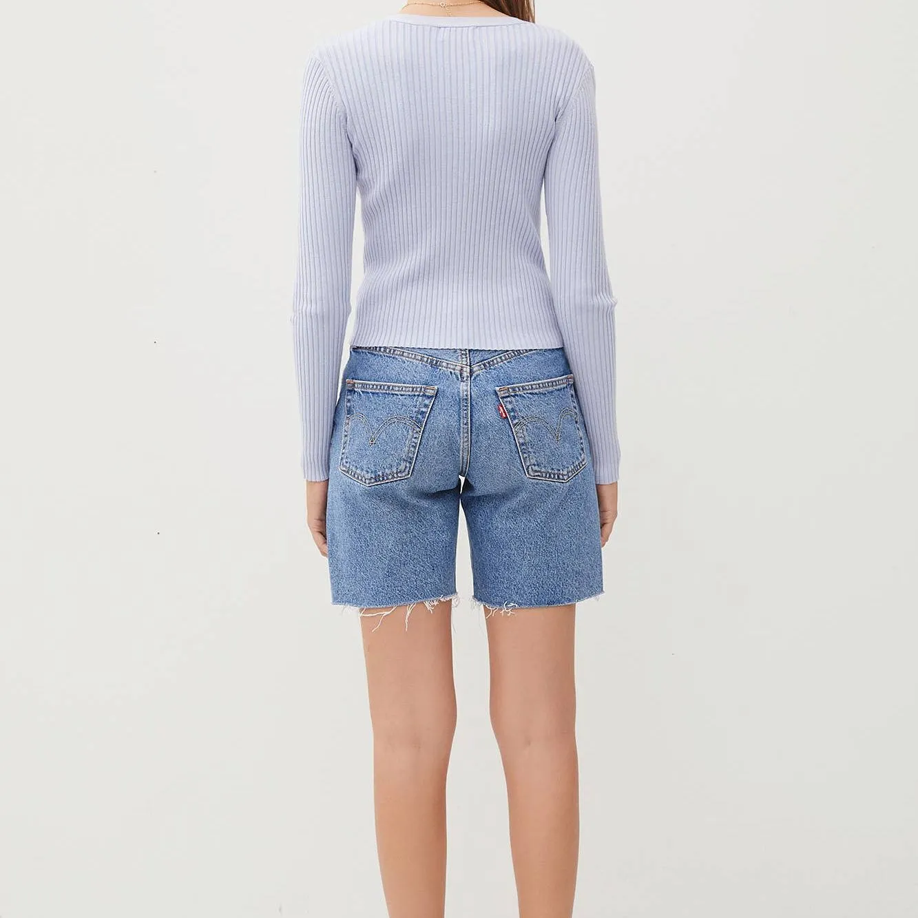 Ribbed V-Neck Slim Cardigan