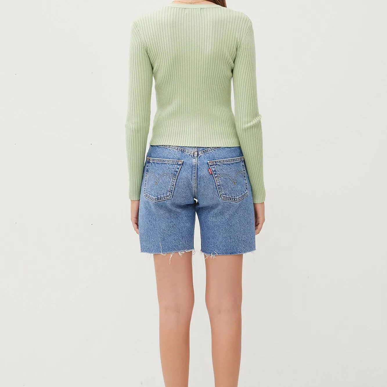 Ribbed V-Neck Slim Cardigan