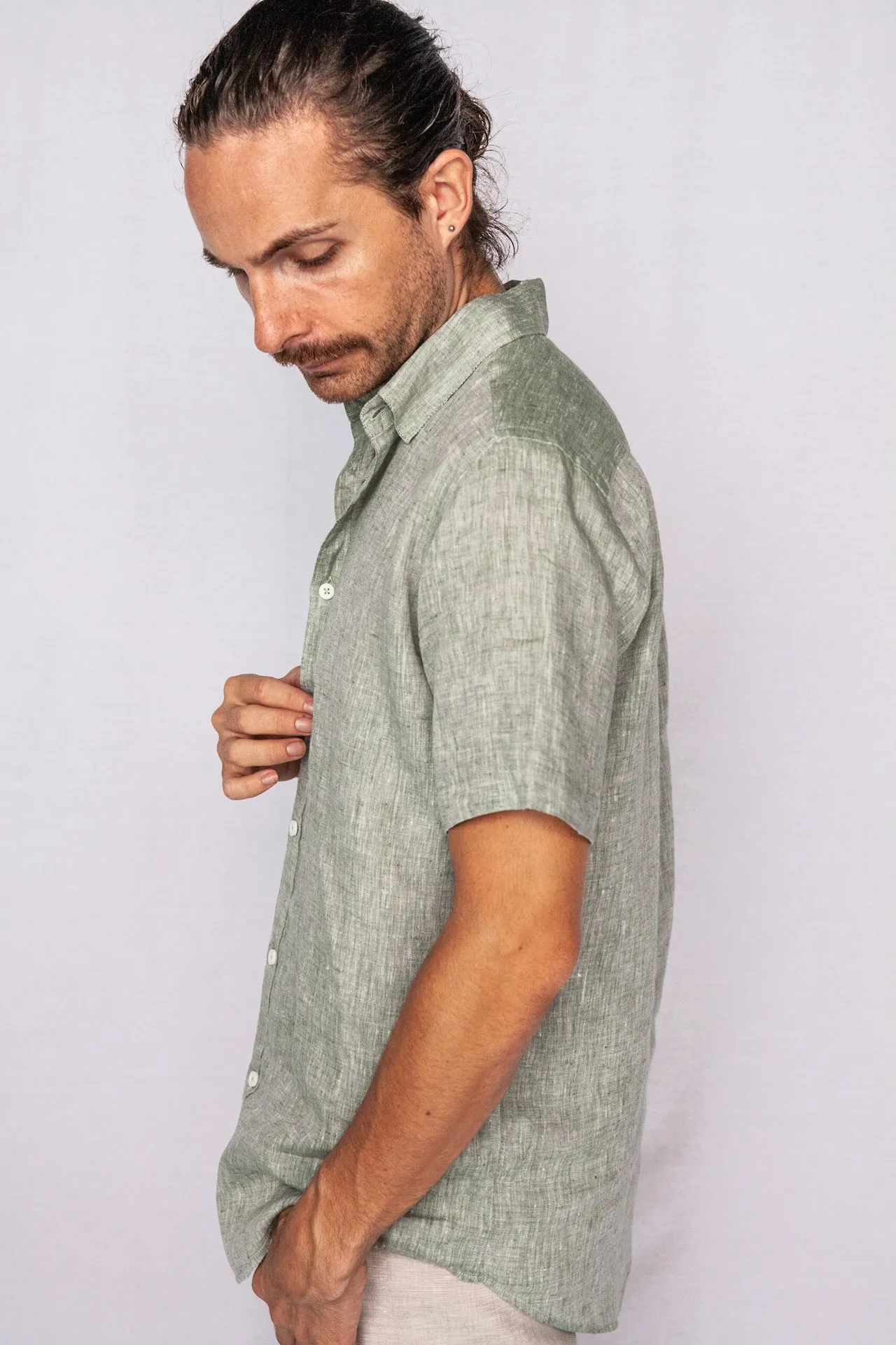 Sage - Short Sleeve Italian Linen Shirt - Mr. Linen Co