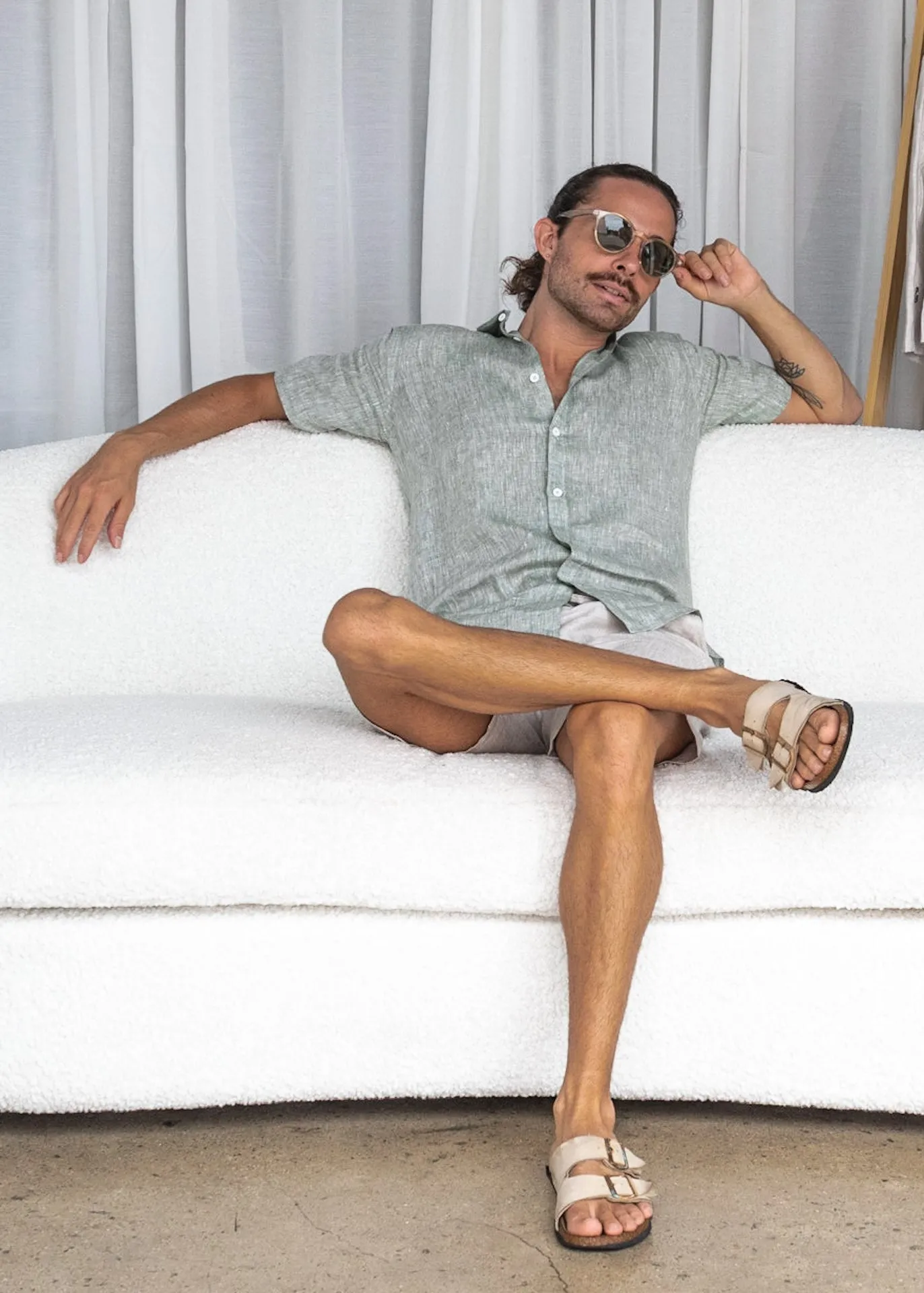 Sage - Short Sleeve Italian Linen Shirt - Mr. Linen Co
