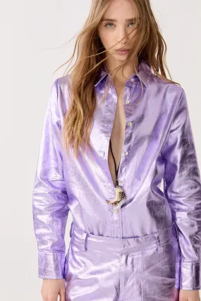 San Marino Metallic Linen Shirt - Violet