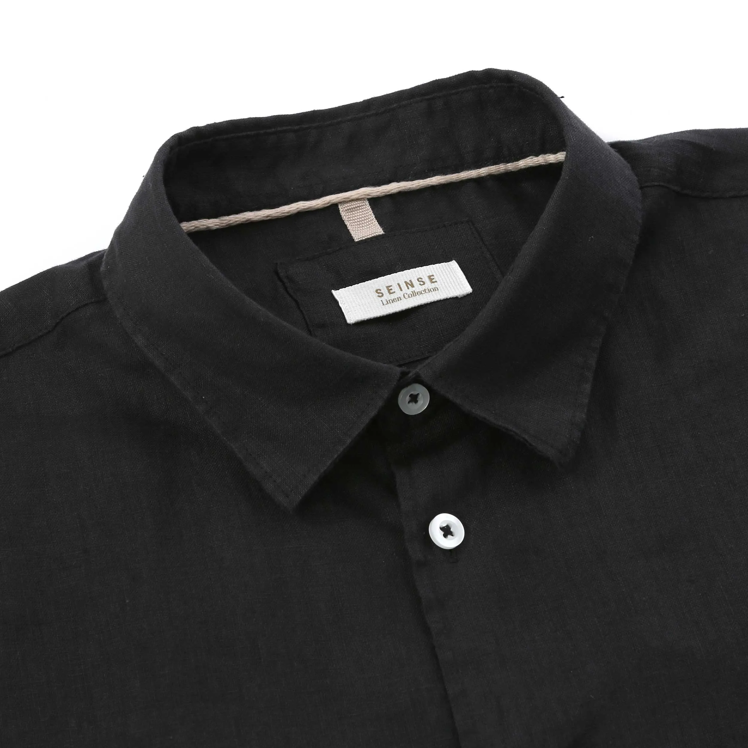 Seinse Basic Linen SS Shirt in Black