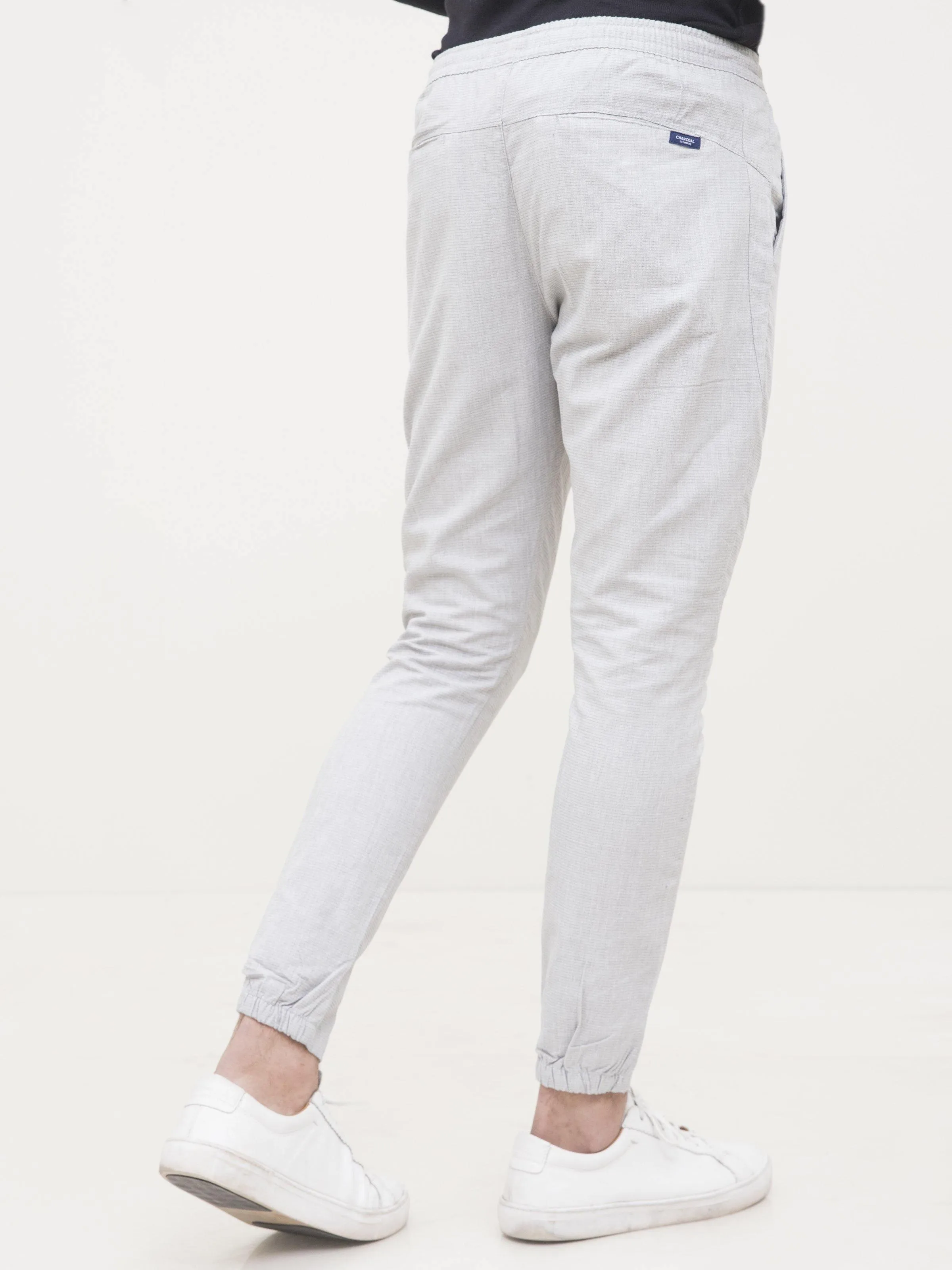 SELF TEXTURED CASUAL TROUSER GREY WHITE