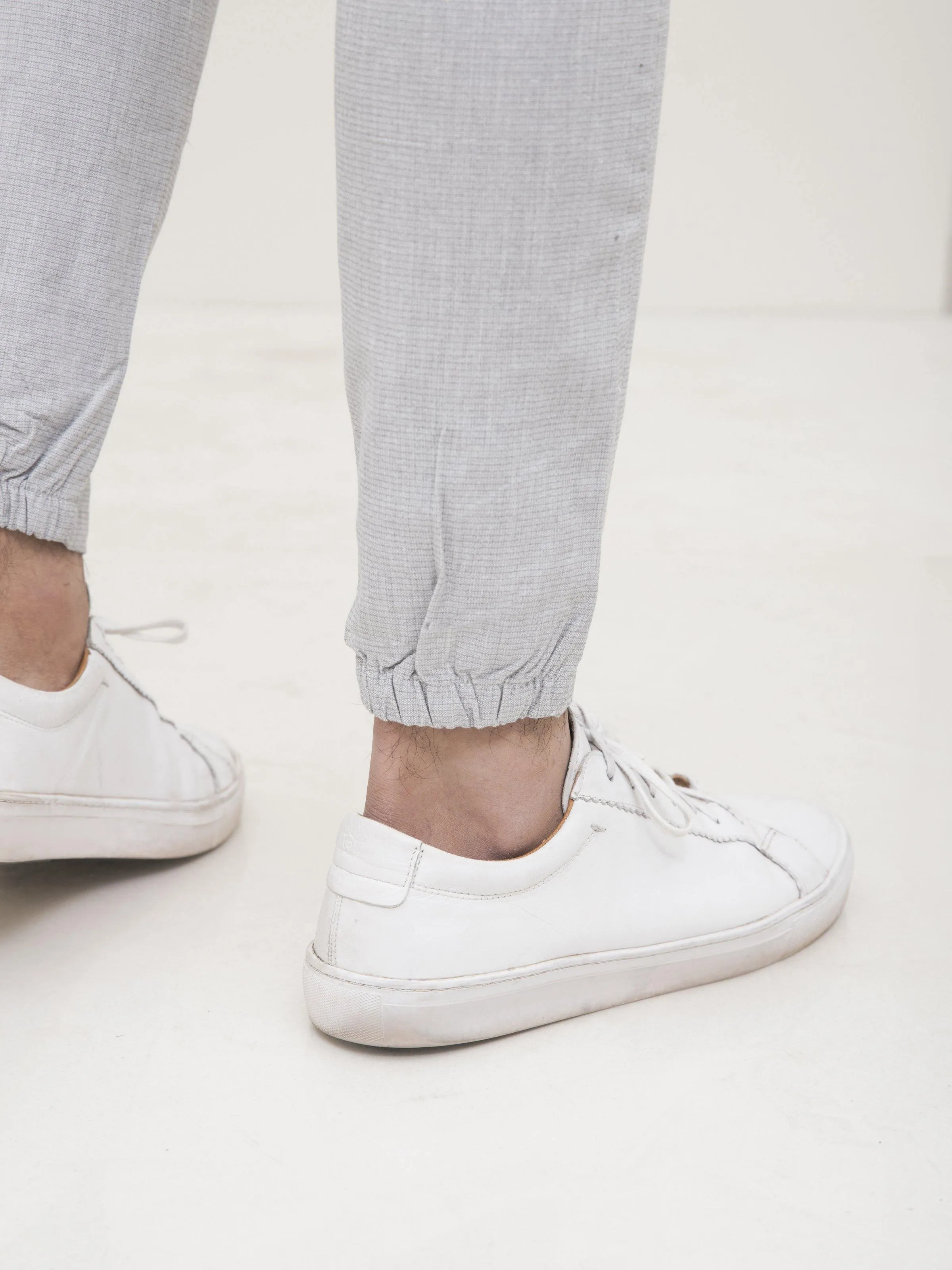 SELF TEXTURED CASUAL TROUSER GREY WHITE