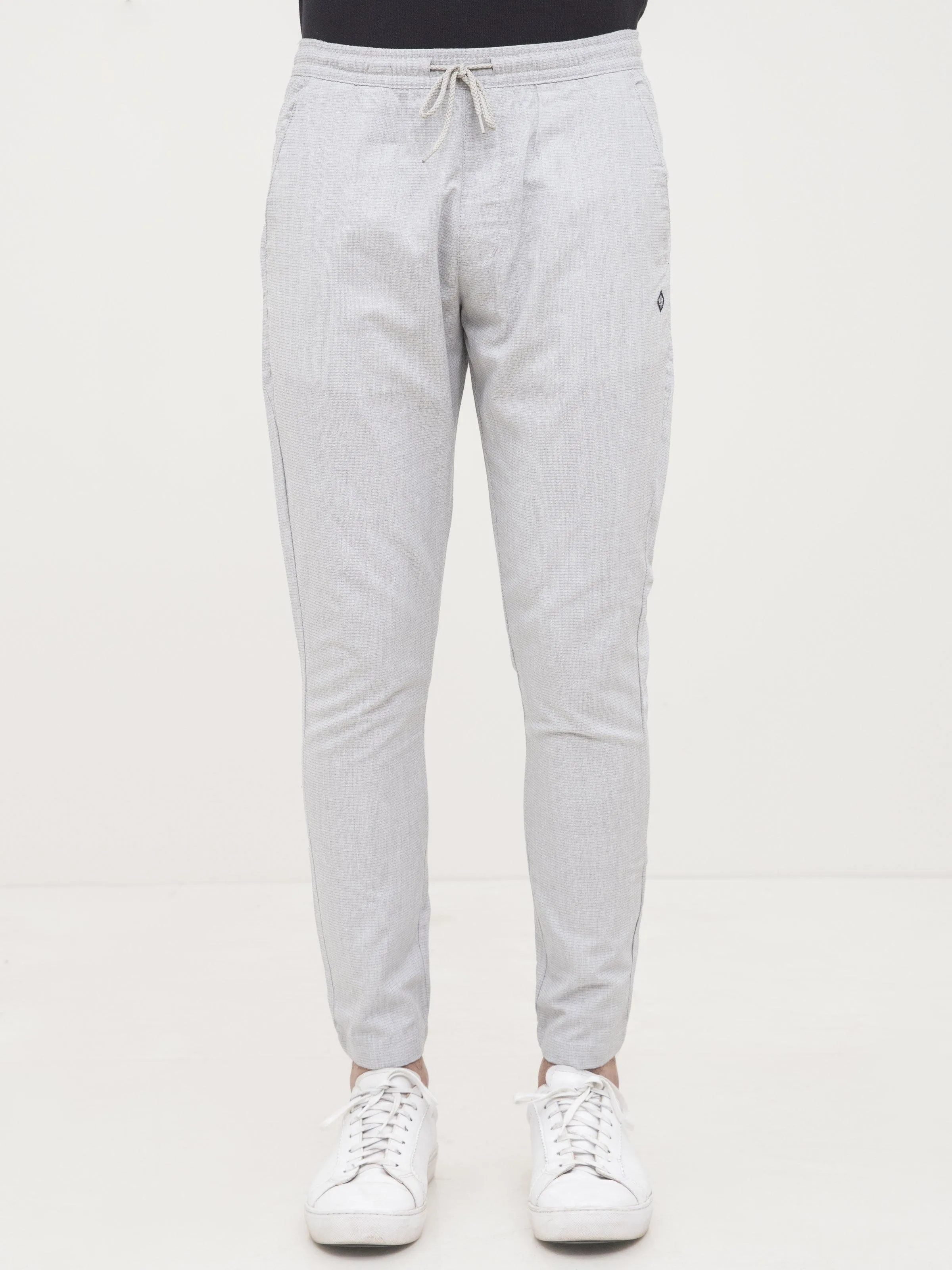SELF TEXTURED CASUAL TROUSER GREY WHITE