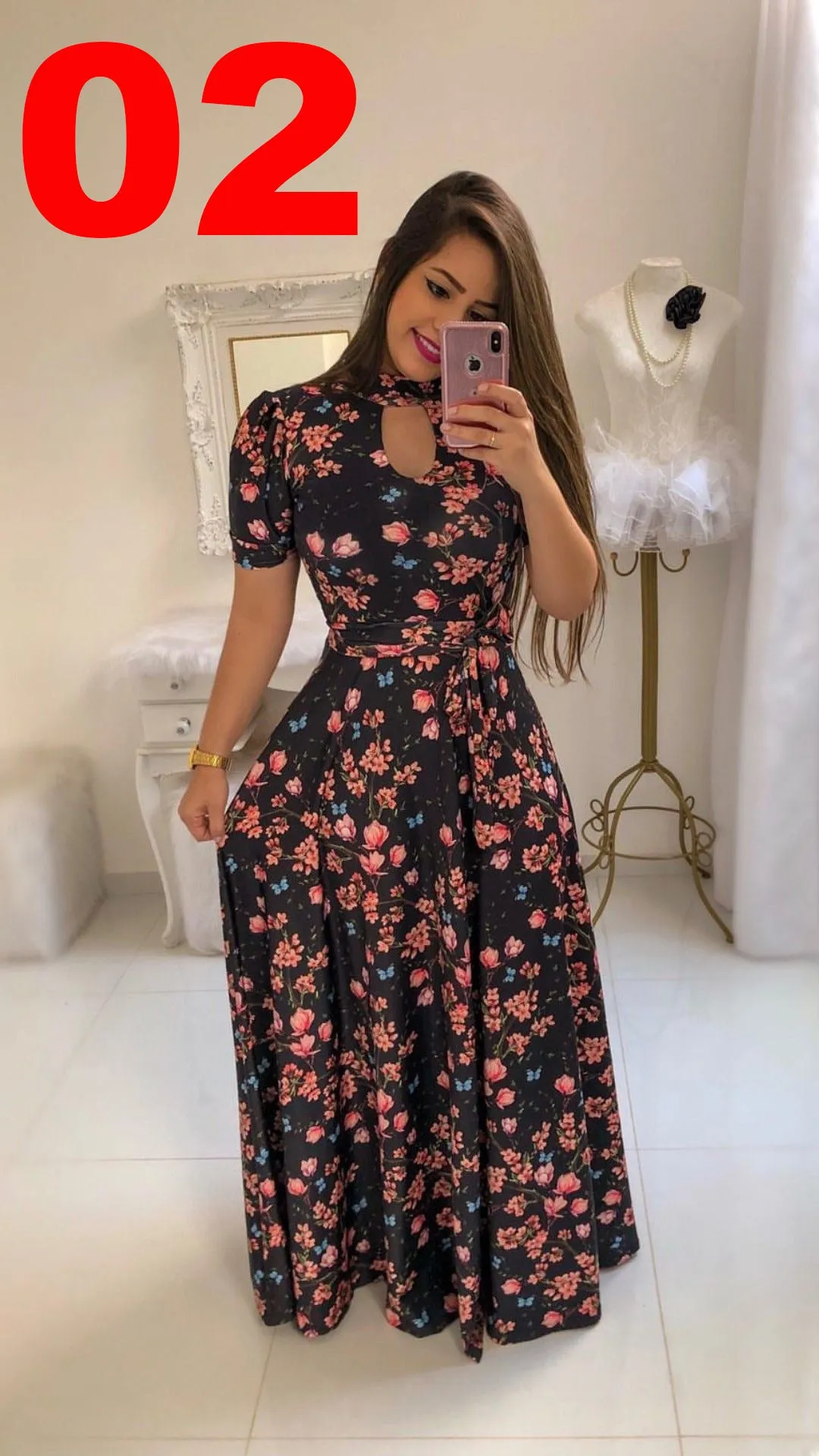 Sexy Fashion Digital Short Sleeve Printing Large Swing Dress