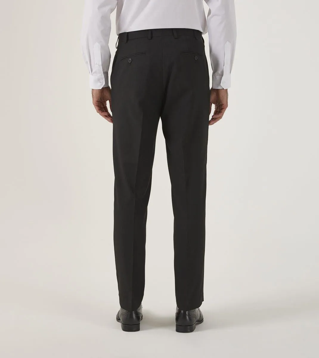 Skopes Men's Romulus Tailored Fit Trouser in Black Plain Texture 28 Short to 72 Long