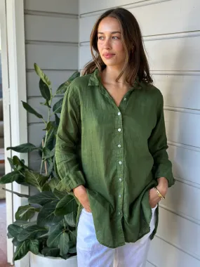 skyla shirt - moss linen