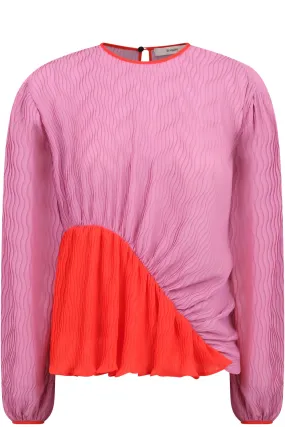 SOFI RUCHED BLOUSE L/S RED/PINK