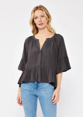 Split Neck Peplum Top