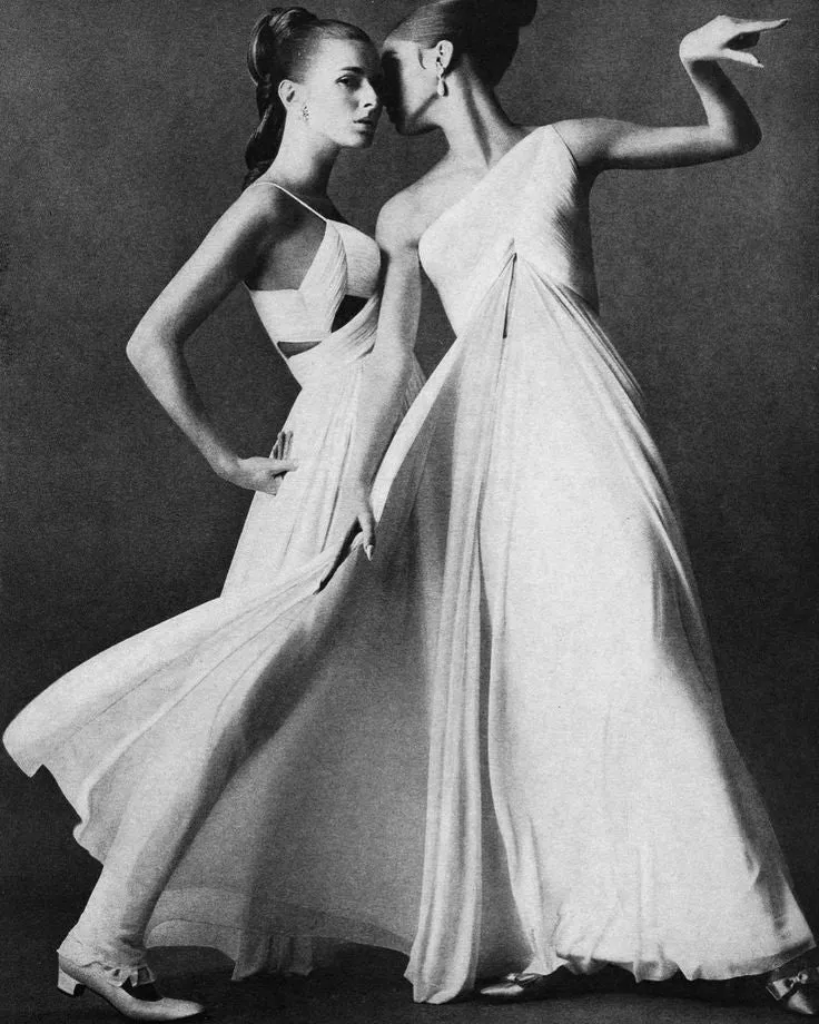 S/S 1963 Haute Couture Hand-Pleated One-Shoulder Pink and Cream Gown