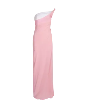 S/S 1963 Haute Couture Hand-Pleated One-Shoulder Pink and Cream Gown