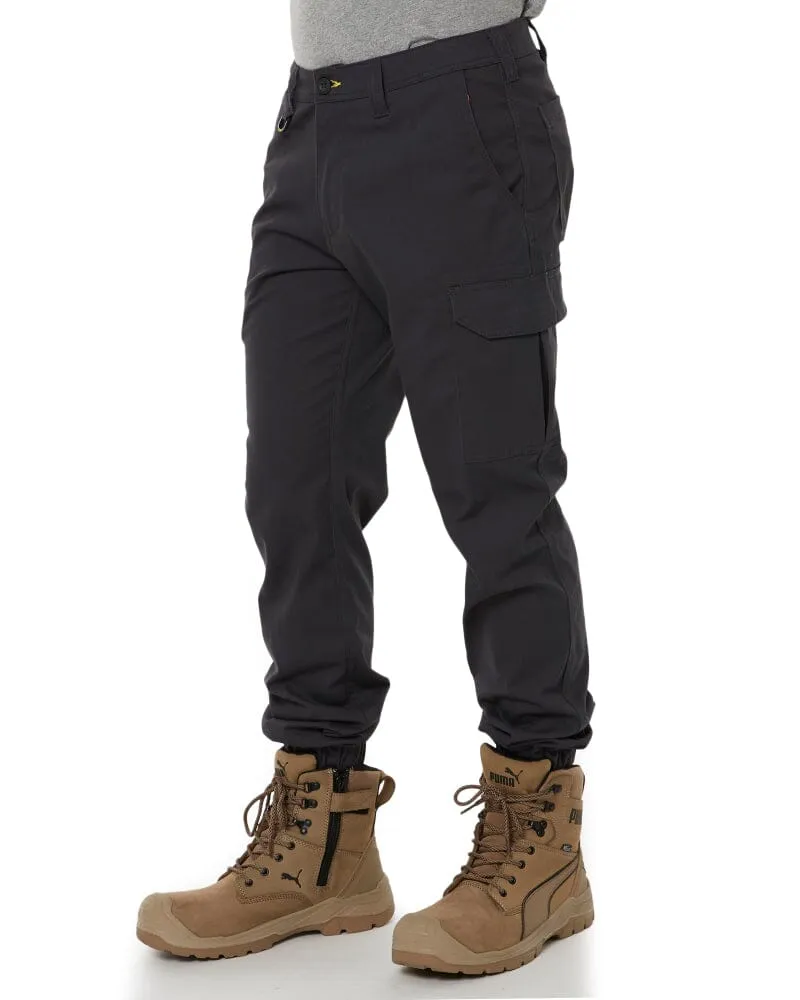 Stretch Cotton Drill Cargo Cuffed Pants - Charcoal
