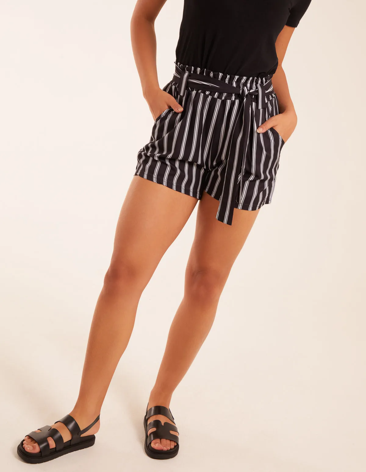 Stripe Belted Shorts