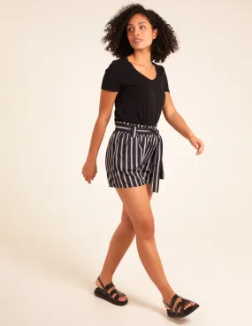 Stripe Belted Shorts