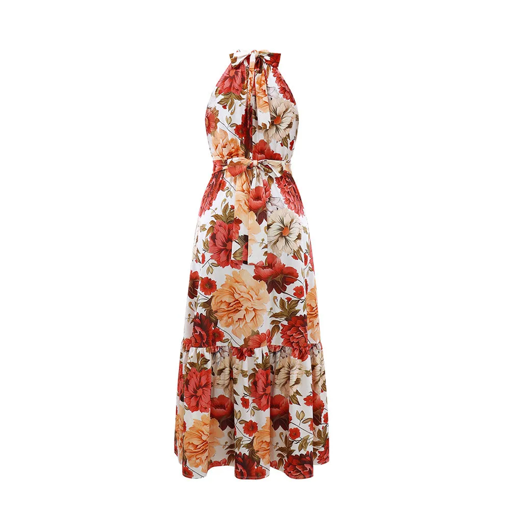 Summer Printed Halter Sleeveless Dress