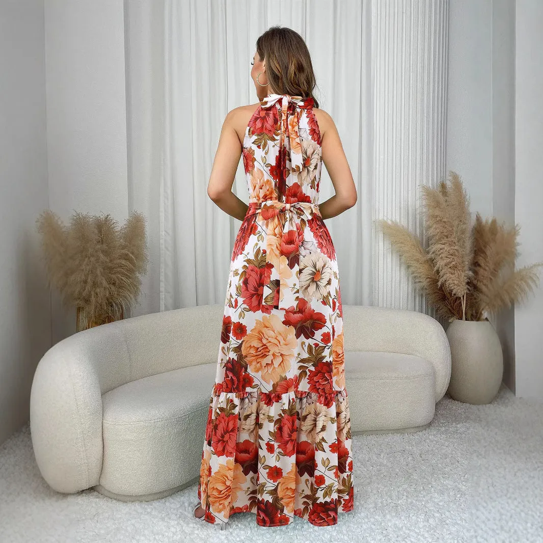 Summer Printed Halter Sleeveless Dress