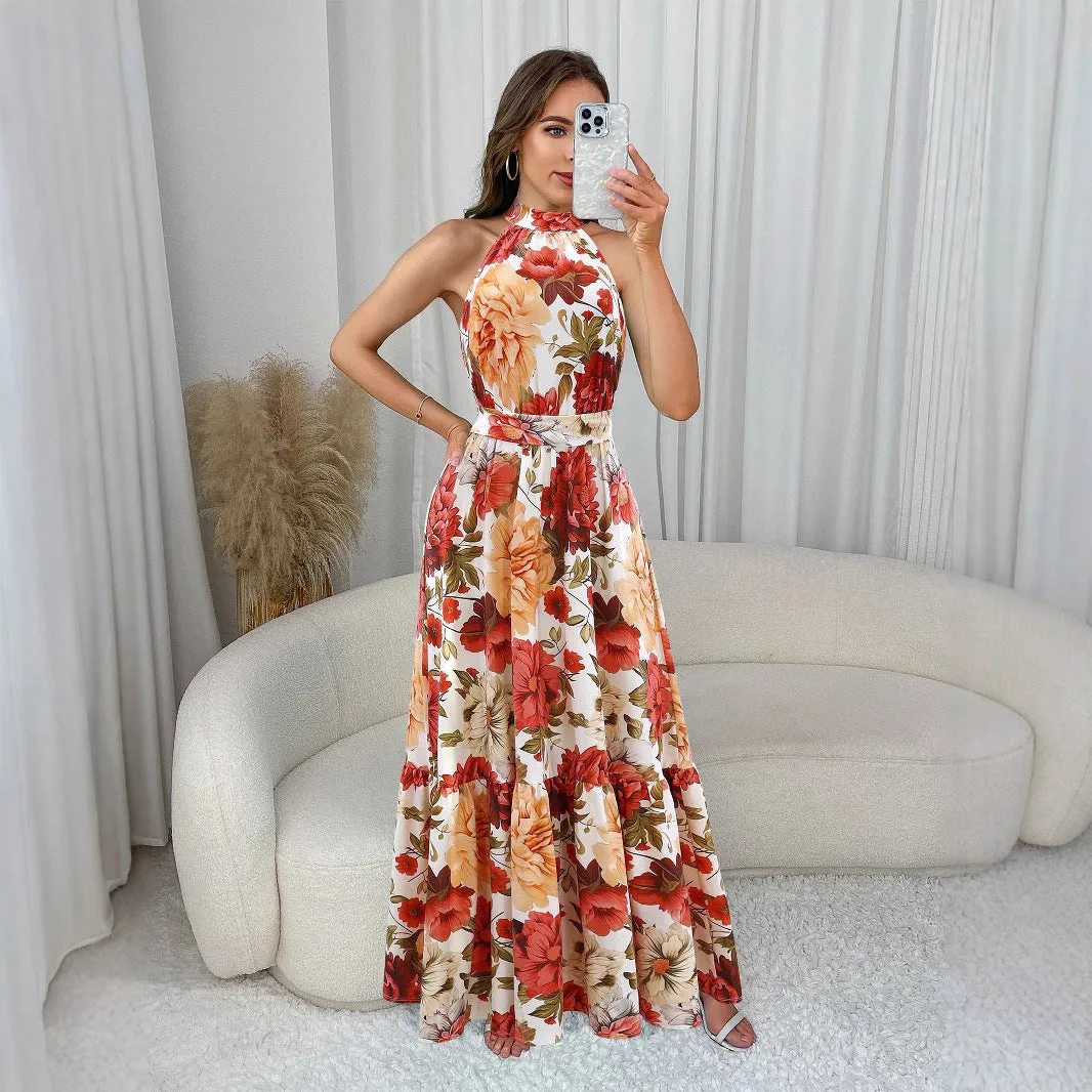 Summer Printed Halter Sleeveless Dress