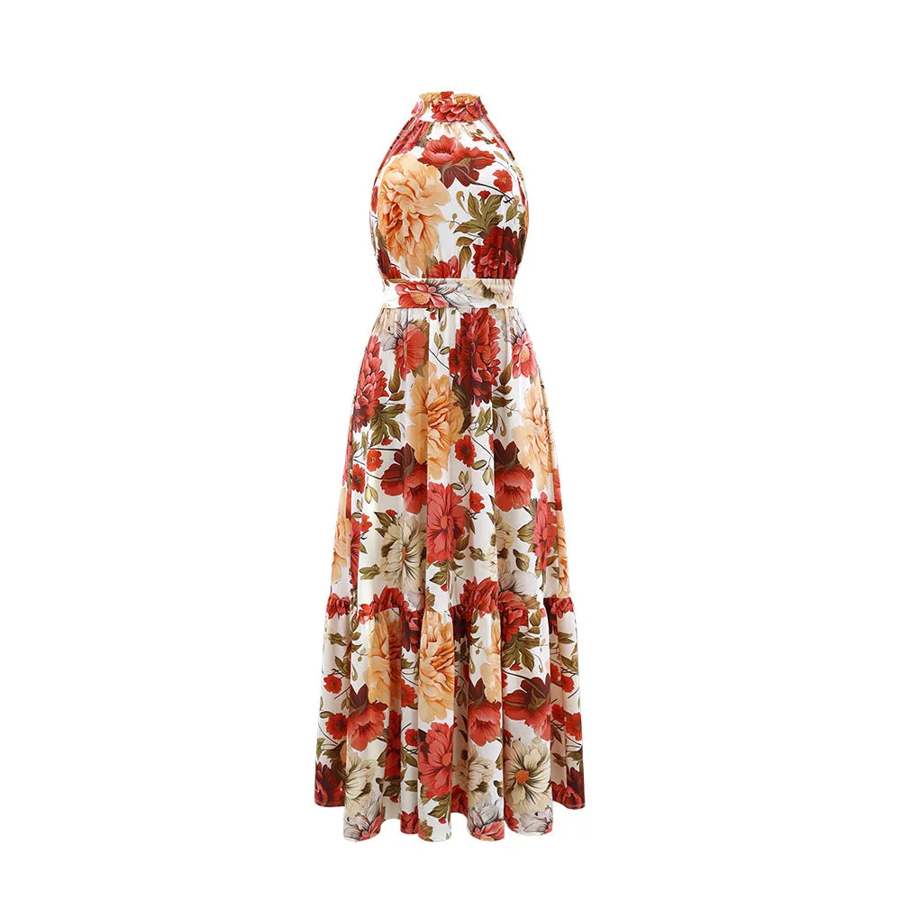Summer Printed Halter Sleeveless Dress