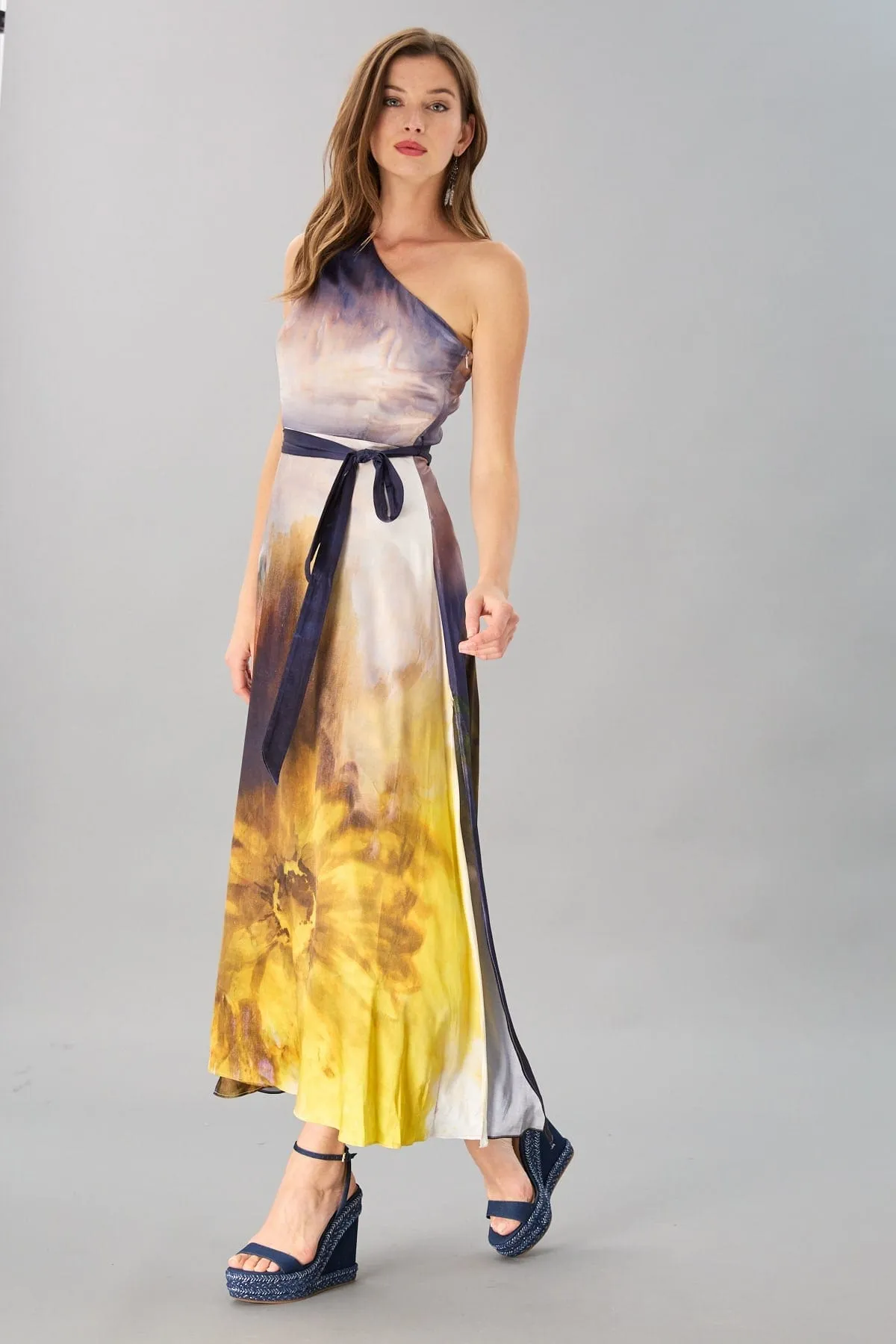 Sunflower One-Shoulder Maxi