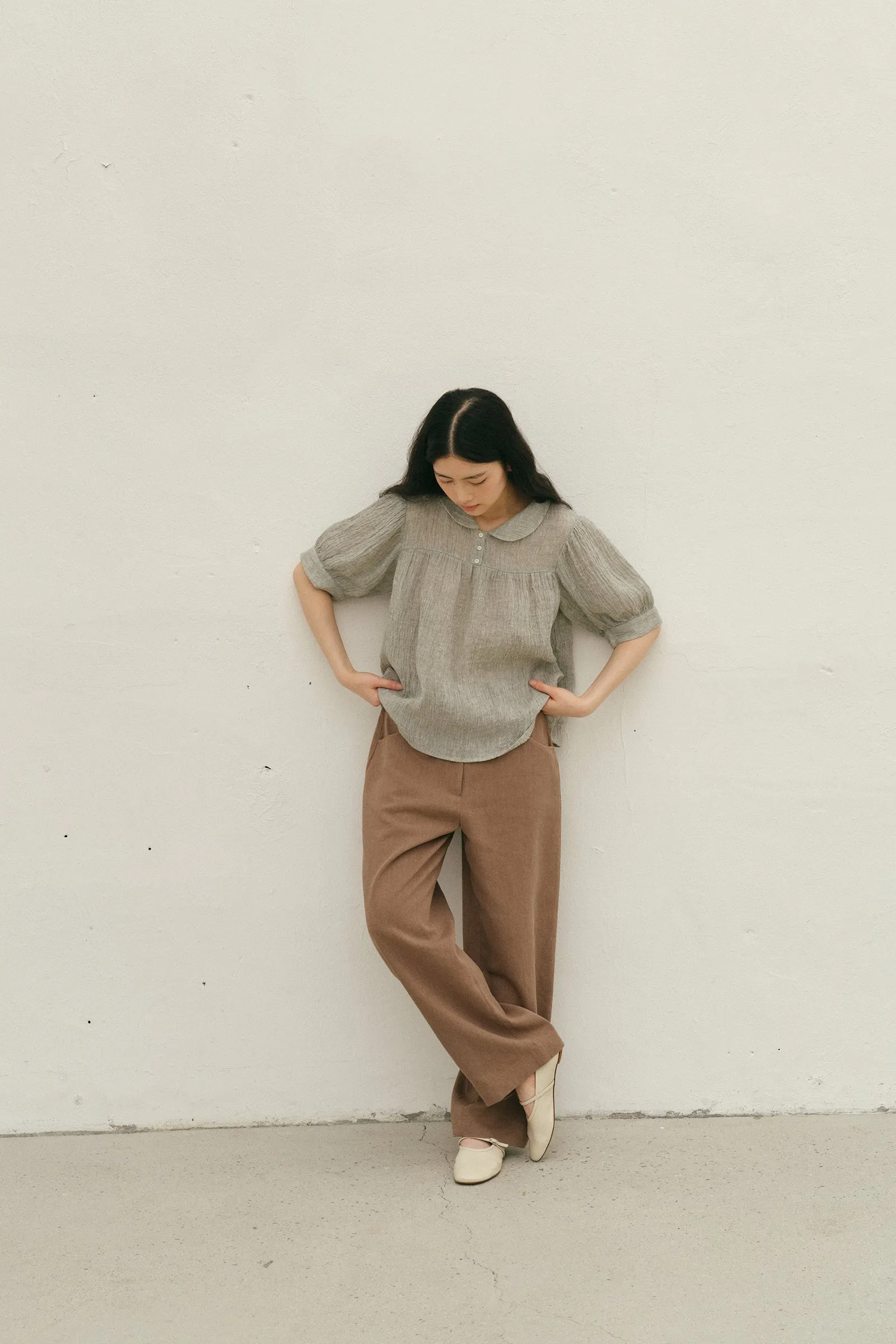 Suzette Blouse -- Crinkled French Linen