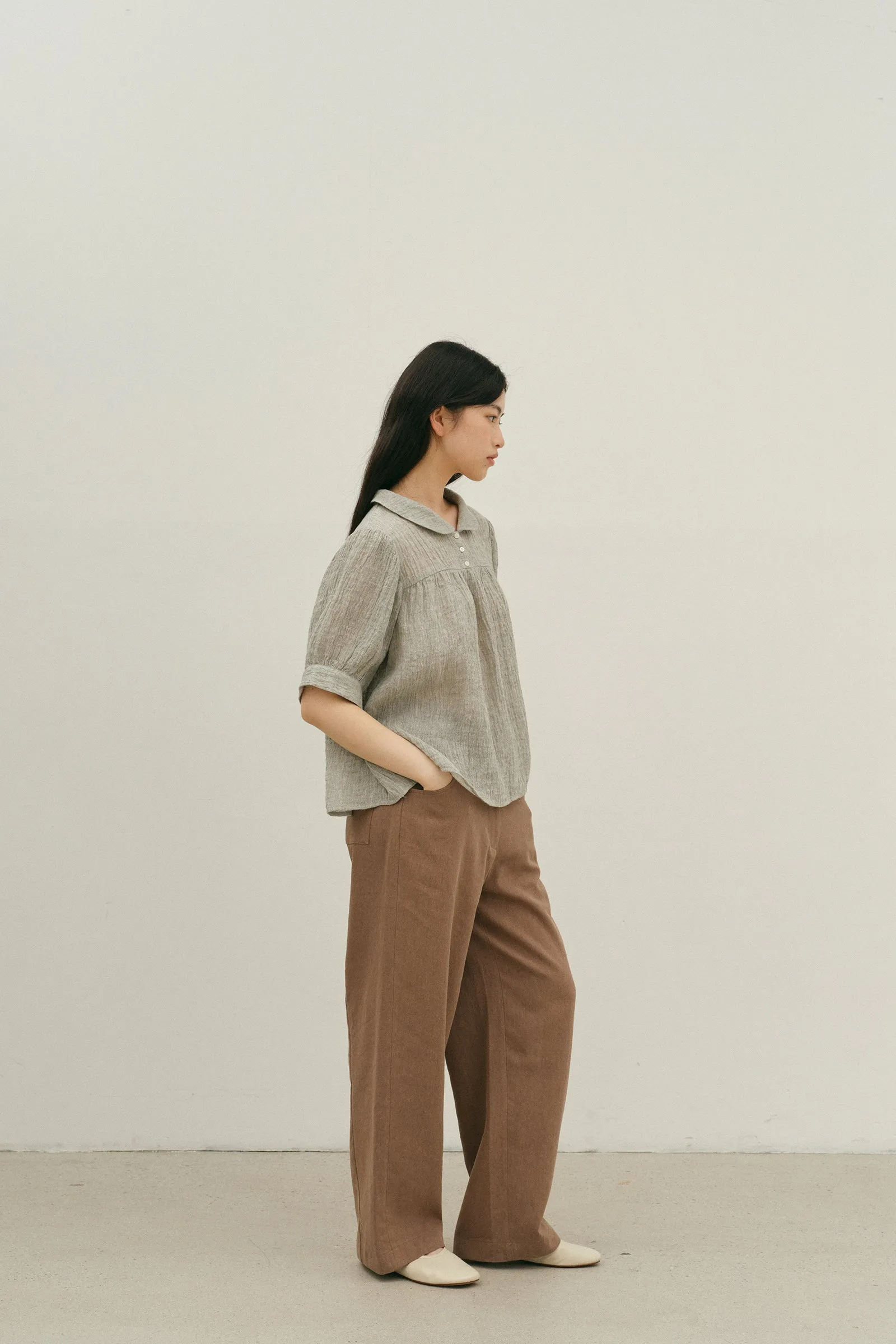 Suzette Blouse -- Crinkled French Linen