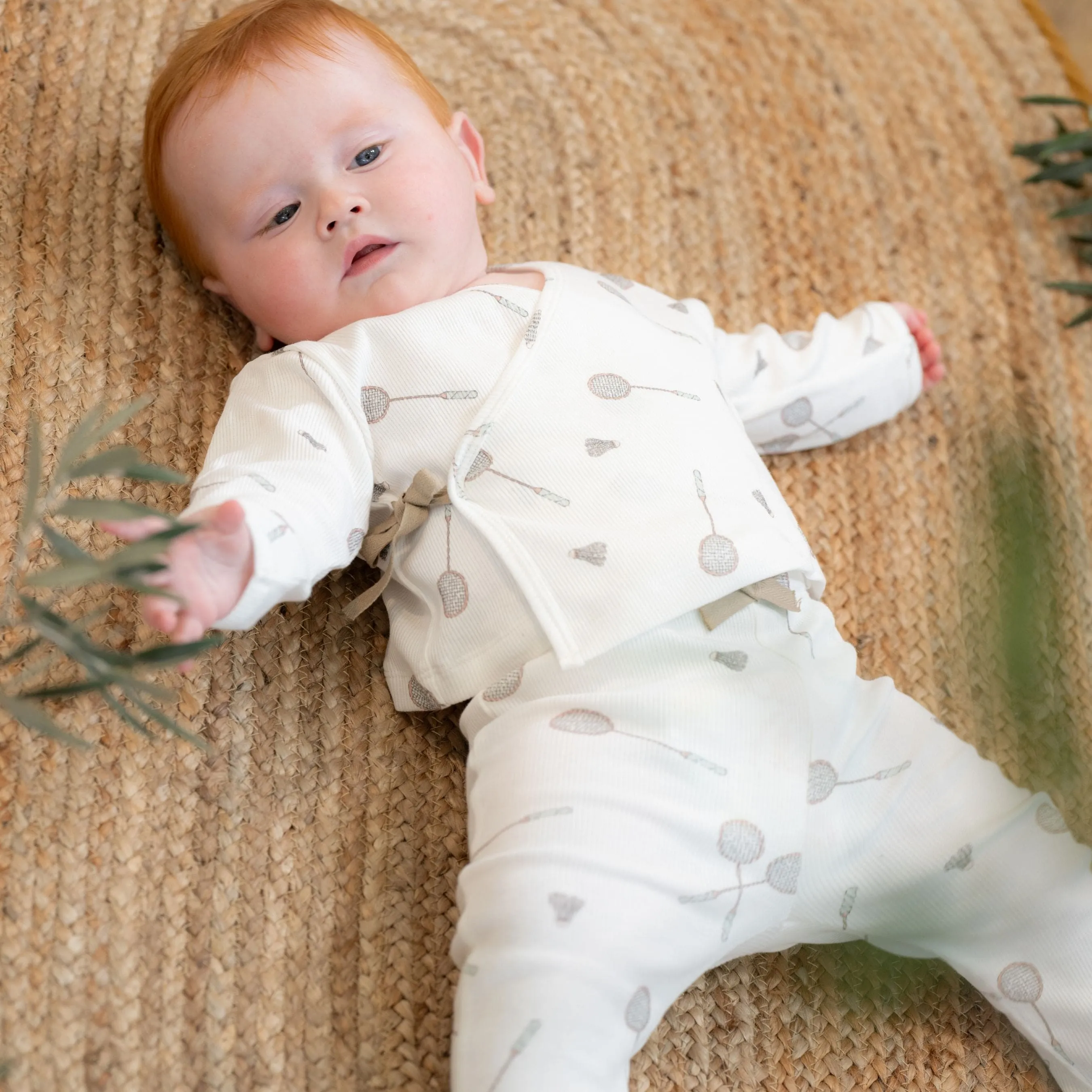 SWAN | Baby Boys Ivory Ribbed Cotton Badminton Leggings Set