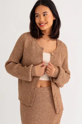 Tan Ribbed Cardigan