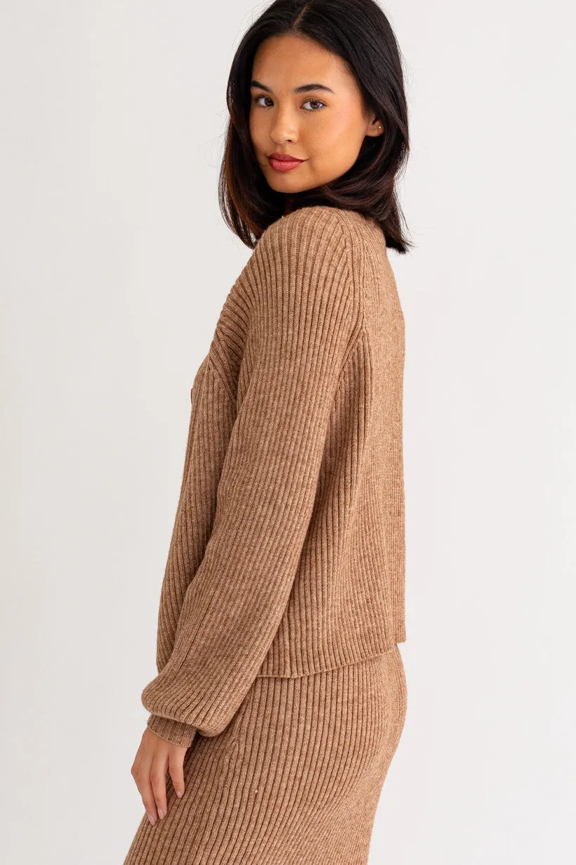 Tan Ribbed Cardigan
