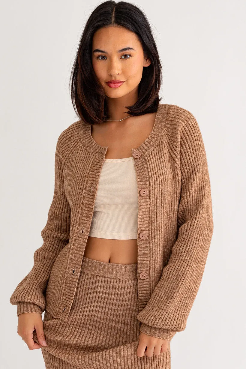 Tan Ribbed Cardigan