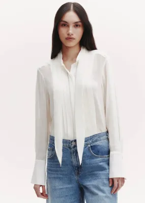 TWP Patti Top w Pleats and Tie Ivory