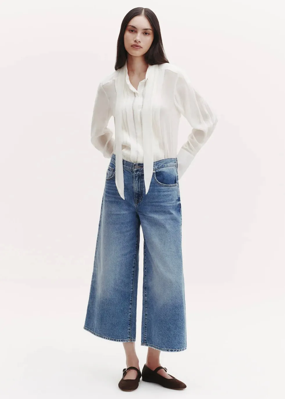 TWP Patti Top w Pleats and Tie Ivory