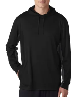 ultraclub adult cool & dry sport hooded pullover - black/charcoal (2xl)