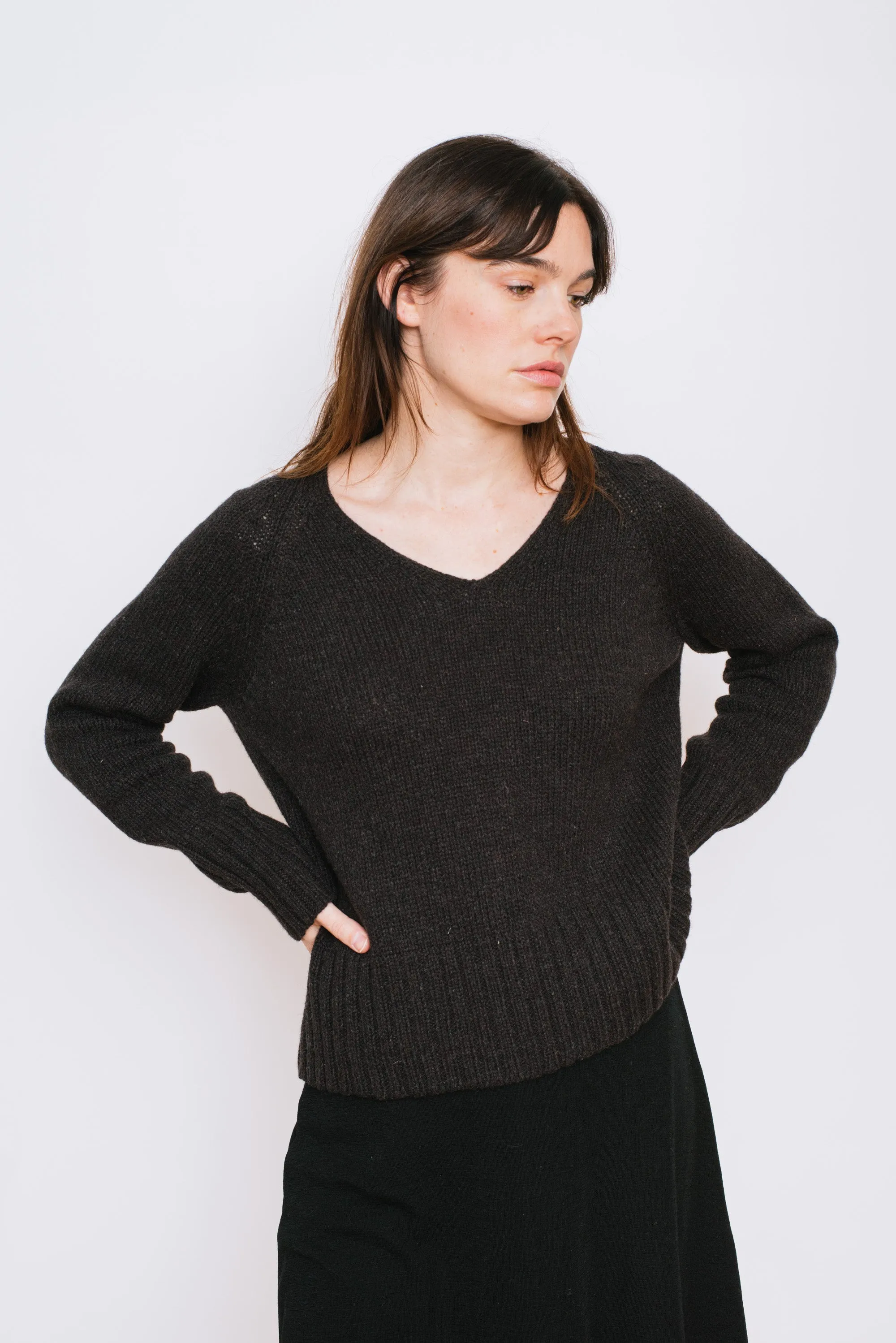 V-Neck Sweater Dark Brown